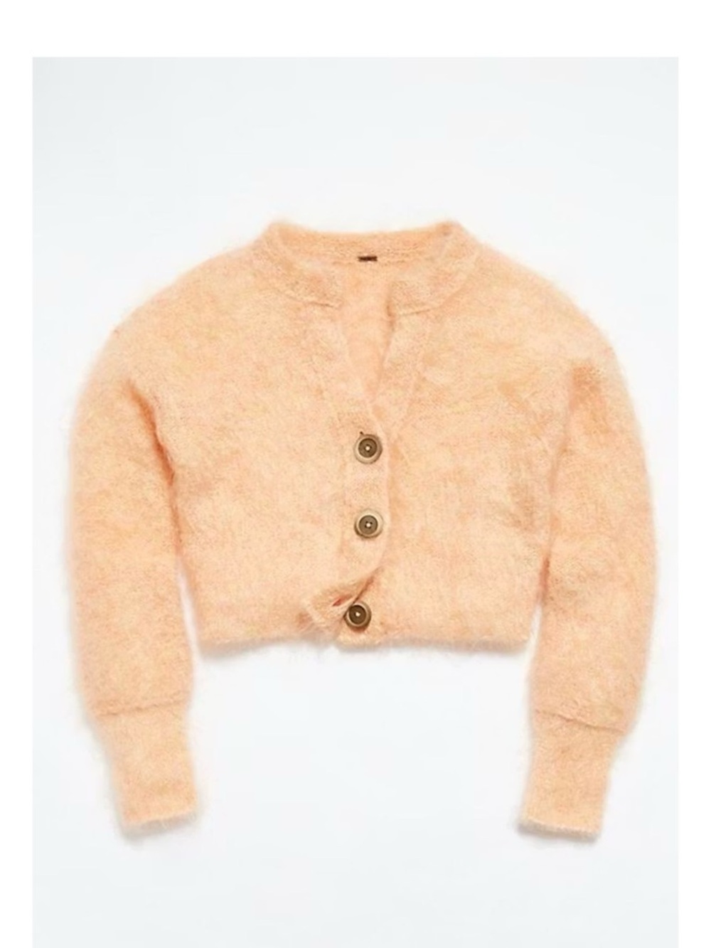 Free People Peach Fuzzy Cropped Button Jacket